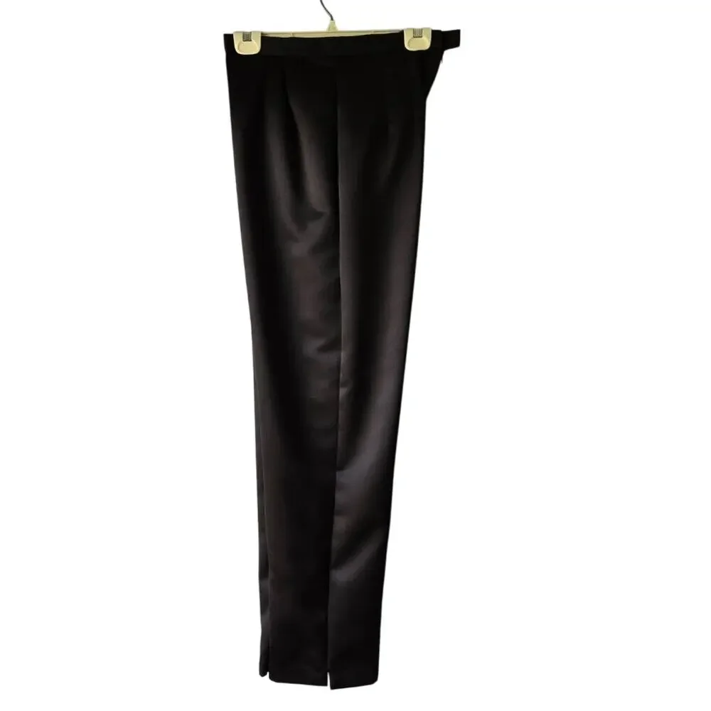 Vintage Oriental 2 pc Black Pant Set with Sleeveless Red Printed Top - Size 8